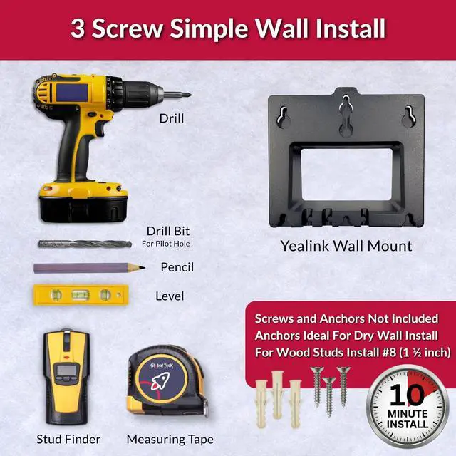 Alt view image 3 of 7 - Yealink Wall Mount Bracket T33G, T34W & MP52 IP Phones, Secure Holder for Offices, Call Centers, Clinics - Durable Build, Fast Easy Installation, Free Desk Space, Organize Workstations with GTW Cloth