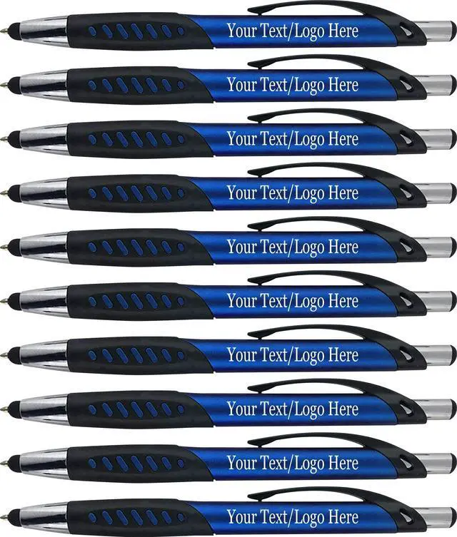 Main image of Personalized Pens With Custom Logo or Text-350 Pack Bulk-for Businesses, Parties, and Events, 2 in 1 Ballpoint Pen & Capacitive Stylus for Touchscreen Devices, Click Action, Black Ink, Blue