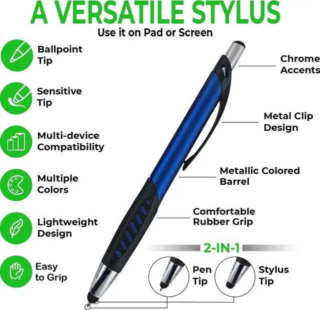 Alt view image 2 of 6 - Personalized Pens With Custom Logo or Text-350 Pack Bulk-for Businesses, Parties, and Events, 2 in 1 Ballpoint Pen & Capacitive Stylus for Touchscreen Devices, Click Action, Black Ink, Red
