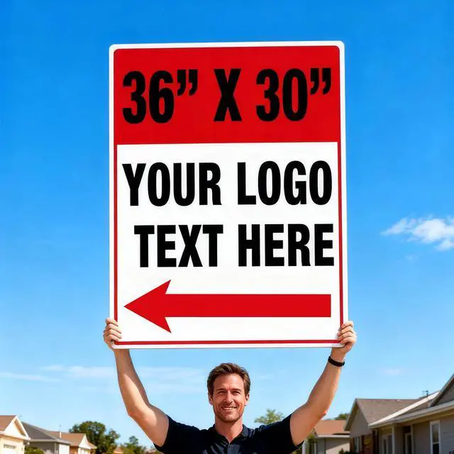 Alt view image 2 of 7 - Extra Large Custom Signs Outdoor Metal, 36x30 Inches, Reflective Option, Rust Free Aluminum, UV Ink Printing, Durable/Weatherproof
