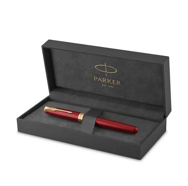 Alt view image 5 of 6 - Sonnet Fountain Pen, Red Lacquer with Gold Trim, Medium Nib (1931474)