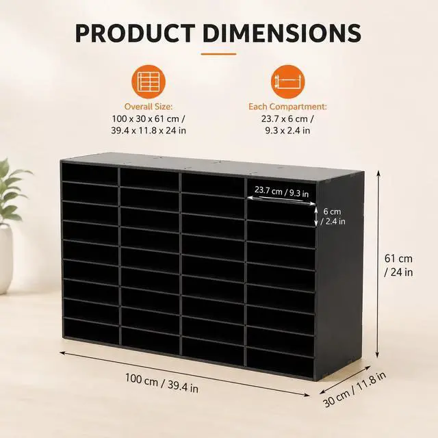 Alt view image 5 of 7 - 36 Compartment Literature Organizer, Office Mailbox with Adjustable Shelves for Home Office and Classroom