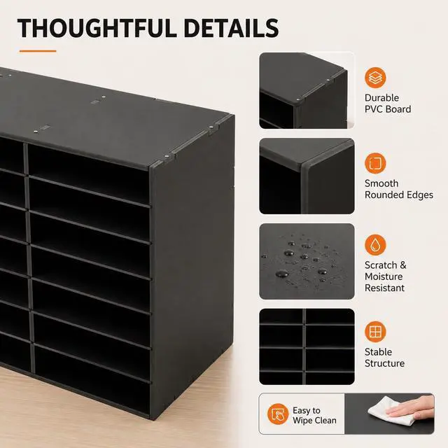 Alt view image 6 of 7 - 36 Compartment Literature Organizer, Office Mailbox with Adjustable Shelves for Home Office and Classroom