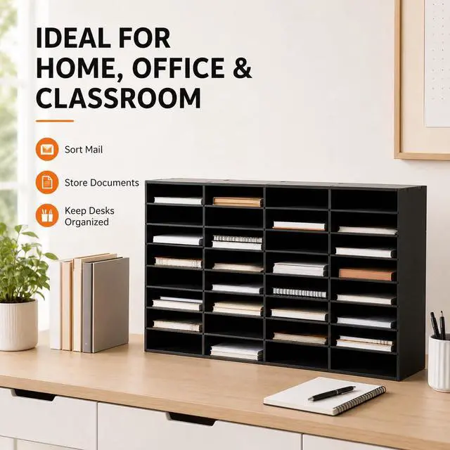 Alt view image 7 of 7 - 36 Compartment Literature Organizer, Office Mailbox with Adjustable Shelves for Home Office and Classroom