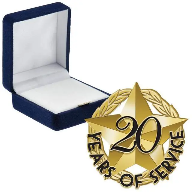 Main image of 20 Years of Service Pins, 20 Years of Service Pin with Blue Velvet Presentation Case, Prime