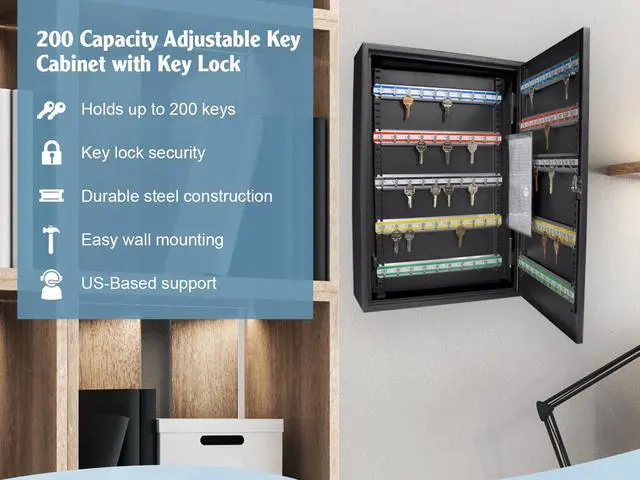 Alt view image 3 of 6 - AX11824 Key Lock 200 Position Adjustable Key Cabinet Lock Box Black,Medium
