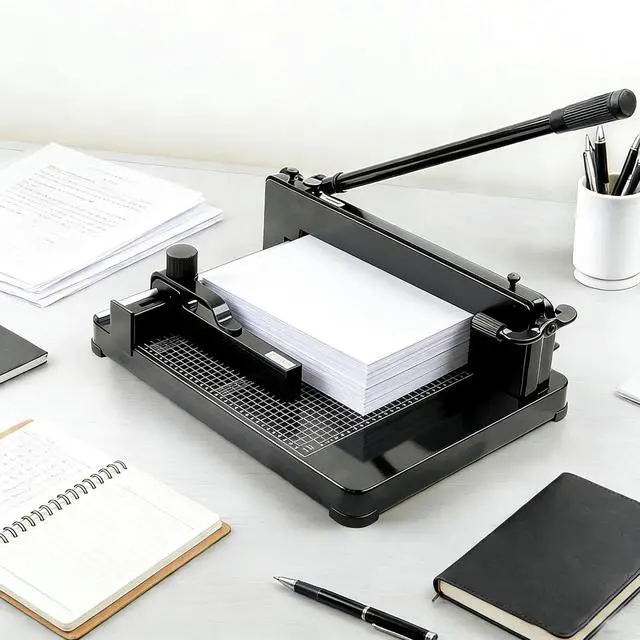 Main image of 12 Inch Heavy Duty Guillotine Paper Cutter, 400 Sheet Capacity A4 Trimmer | Steel Construction Stack Paper Cutter with Safety Lock and Clear Grids for Office, School, Picture Shop and Home, Black
