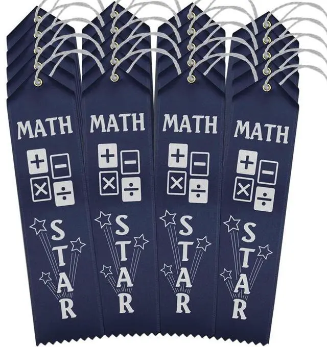 Main image of Math Star Ribbons - 500 Navy Blue Ribbons with Card & String
