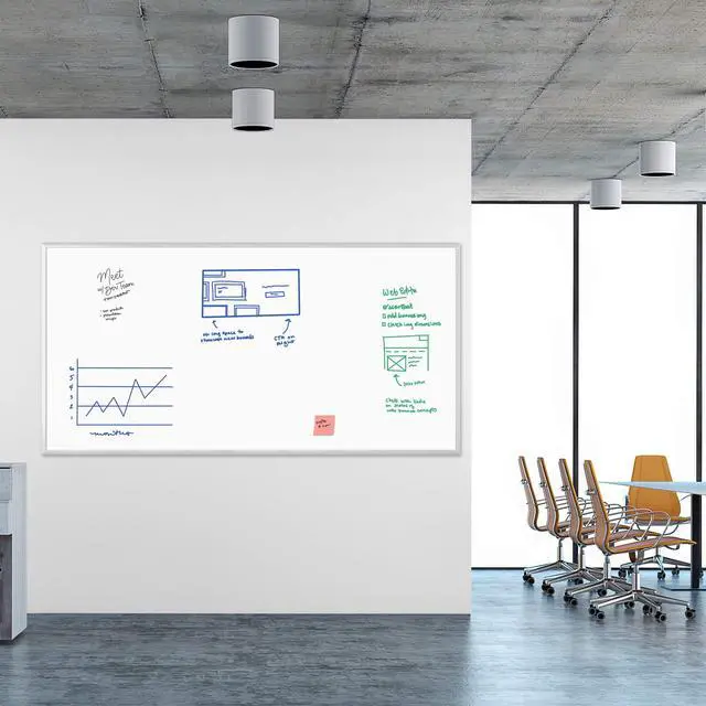 Alt view image 4 of 6 - Melamine Dry Erase Board White Board, 96" x 48" Inches, Silver Aluminum Frame