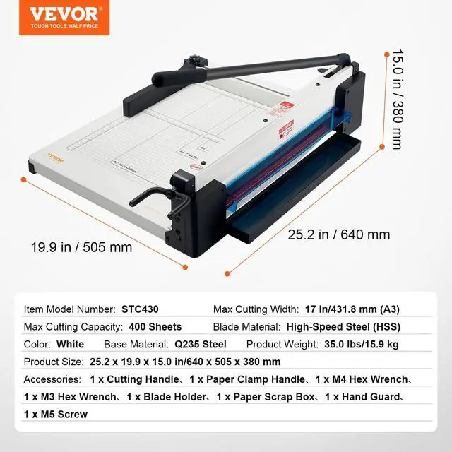 Alt view image 7 of 7 - Industrial Paper Cutter A3 Heavy Duty Paper Cutter 17 Inch Paper Cutter Heavy Duty 500 Sheets Paper with Clear Cutting Guide for Offices, Schools, Businesses and Printing Shops