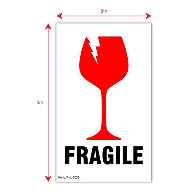 Alt view image 3 of 3 - 3" X 5" Fragile with Broken Glass Safe Handling Stickers for Shipping and Packing - 500 Adhesive Labels Per Roll (10 Pack)