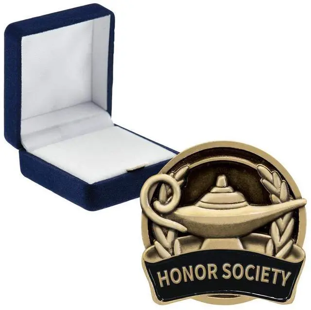 Main image of Scholastic Honor Society Pins, Scholastic Honor Society Pin with Blue Velvet Presentation Case, Prime
