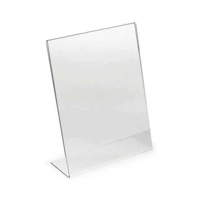 Alt view image 6 of 7 - Clear Acrylic Sign Holder 5 x 7 - Clear Slanted Sign Holder - Premium Acrylic Sign Holder for Office, Retail, Tradeshow and Home Use (100 Pack)