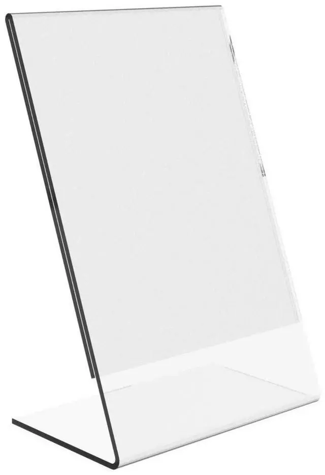 Alt view image 5 of 7 - Clear Acrylic Sign Holder 5 x 7 - Clear Slanted Sign Holder - Premium Acrylic Sign Holder for Office, Retail, Tradeshow and Home Use (100 Pack)