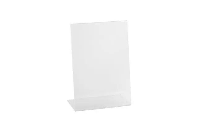 Alt view image 4 of 7 - Clear Acrylic Sign Holder 5 x 7 - Clear Slanted Sign Holder - Premium Acrylic Sign Holder for Office, Retail, Tradeshow and Home Use (100 Pack)