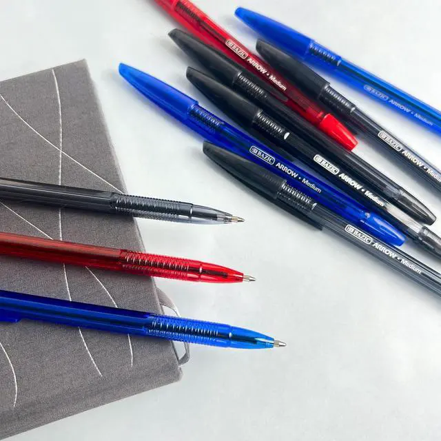 Alt view image 6 of 7 - Arrow Ink Stick Ballpoint Pens, 1.0mm, 10 Count, 144-Case | Smooth quick-dry ink, ballpoint pens in black, blue, red ink, 1.0 mm medium point, school, office, pocket clip