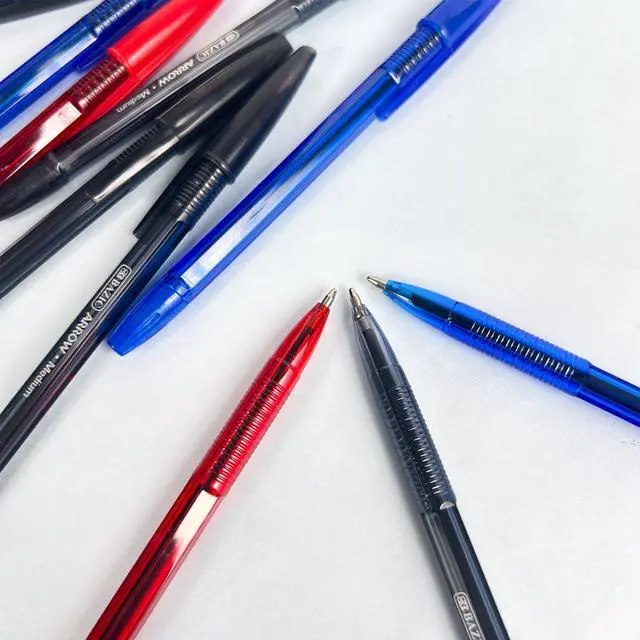 Alt view image 7 of 7 - Arrow Ink Stick Ballpoint Pens, 1.0mm, 10 Count, 144-Case | Smooth quick-dry ink, ballpoint pens in black, blue, red ink, 1.0 mm medium point, school, office, pocket clip