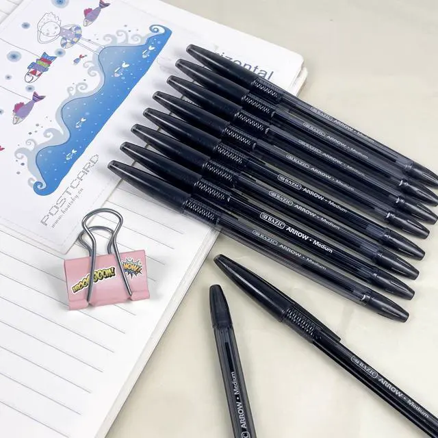 Alt view image 7 of 7 - Arrow Black Ink Stick Ballpoint Pens, 1.0mm Medium, 144-Case | Smooth quick-dry ink, 1.0 mm medium point, school, home, office, pocket clip