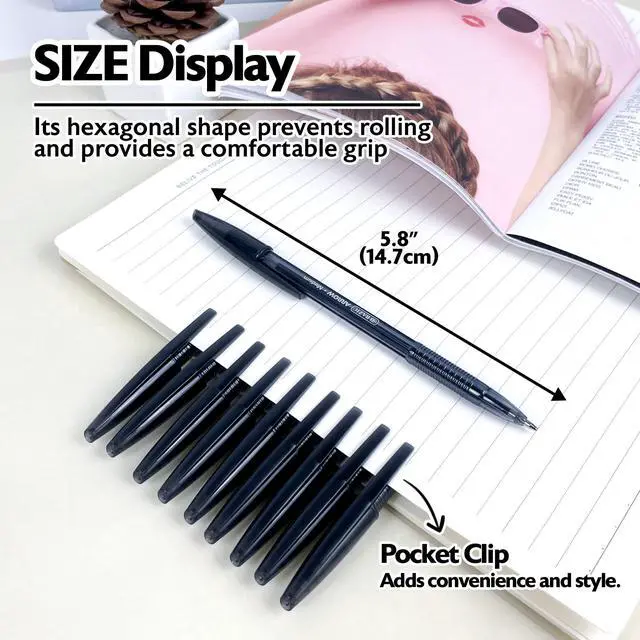 Alt view image 2 of 7 - Arrow Black Ink Stick Ballpoint Pens, 1.0mm Medium, 144-Case | Smooth quick-dry ink, 1.0 mm medium point, school, home, office, pocket clip