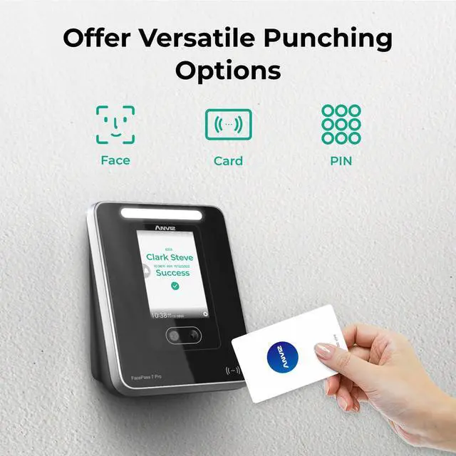 Alt view image 3 of 7 - Time Clocks for Employees Small Business - Forever Free Cloud Software - FacePass 7 Pro Biometric Clock in and Out Machine - Support Door Access - Face + RFID + Pin Punching, FacePass 7 Pro