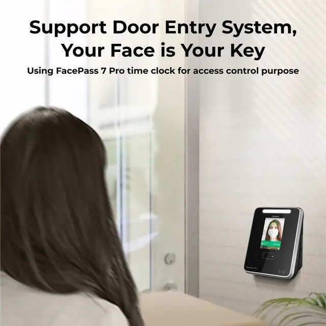 Alt view image 5 of 7 - Time Clocks for Employees Small Business - Forever Free Cloud Software - FacePass 7 Pro Biometric Clock in and Out Machine - Support Door Access - Face + RFID + Pin Punching, FacePass 7 Pro