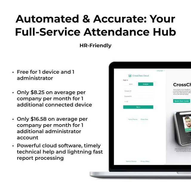 Alt view image 4 of 7 - Time Clocks for Employees Small Business - Forever Free Cloud Software - FacePass 7 Pro Biometric Clock in and Out Machine - Support Door Access - Face + RFID + Pin Punching, FacePass 7 Pro