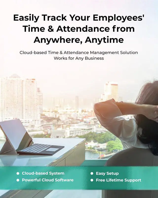Alt view image 6 of 7 - Time Clocks for Employees Small Business - Forever Free Cloud Software - FacePass 7 Pro Biometric Clock in and Out Machine - Support Door Access - Face + RFID + Pin Punching, FacePass 7 Pro