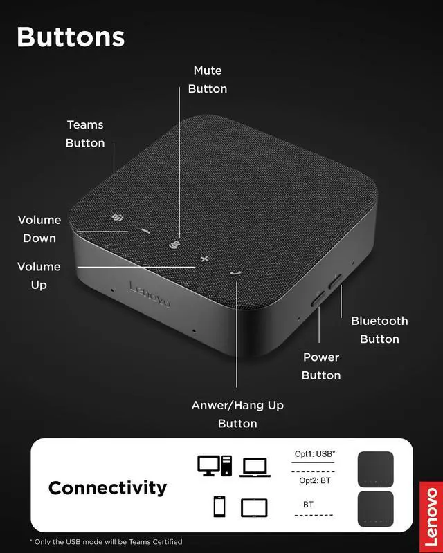 Alt view image 6 of 7 - Speakerphone, Conference Speaker, Wireless Speakerphone, Teams Certified Bluetooth Conference Call Device, AI Noise Cancellation Office Meeting Speaker, Hybrid Work