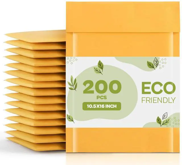 Main image of PSBM #5 200 PCS 10.5 x 16 Inch Kraft Bubble Mailers, Yellow Padded Envelopes, Self-Sealing Peel-Off Strip, Ideal for Shipping CD, DVD, Jewelry, Photos, Magazine, Books, Clothes and More