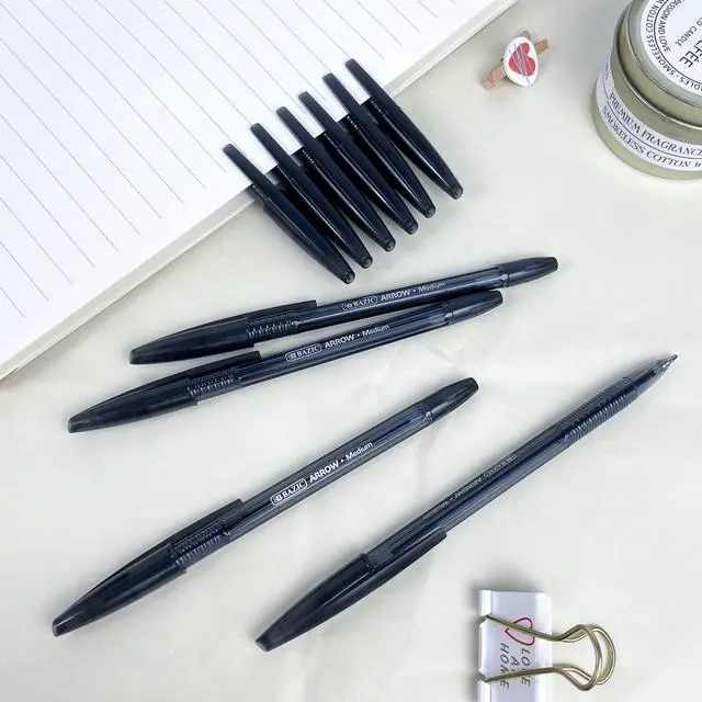 Alt view image 6 of 7 - Arrow Black Ink Stick Ballpoint Pens, 1.0mm Medium, 144-Case | Smooth quick-dry ink, 1.0 mm medium point, school, home, office, pocket clip