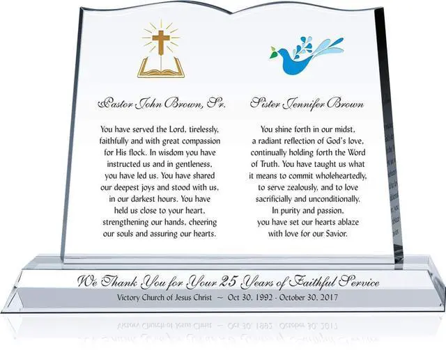 Main image of Personalized Pastor and Wife Appreciation Gift Plaque, ized with Pastor & Wife Name, Church Name and Personalized Message, Unique Gift for Pastor and First Lady Anniversary (S - 8")
