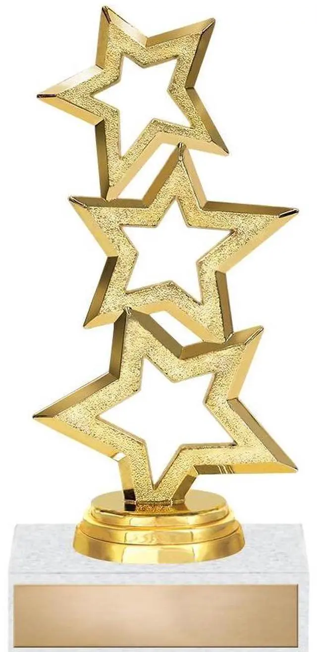Main image of Star Trophy - 5" Three Star Recognition Trophies Custom 20 Pack