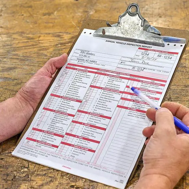 Alt view image 4 of 7 - J. J. Keller 100-Pack, Annual Vehicle Inspection Report Form with Vinyl Label 2-Ply and FMCSA Label Aluminum, 3-Ply Carbonless Form, DOT Compliant