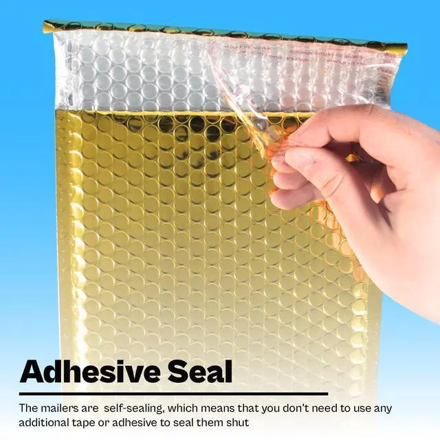Alt view image 5 of 6 - PSBM 500 PCS 7.5 x 11 Inch Red Metallic Glamour Bubble Mailers, Self-Sealing Peel-Off Strip, Padded Envelopes for Safe and Secure Shipping