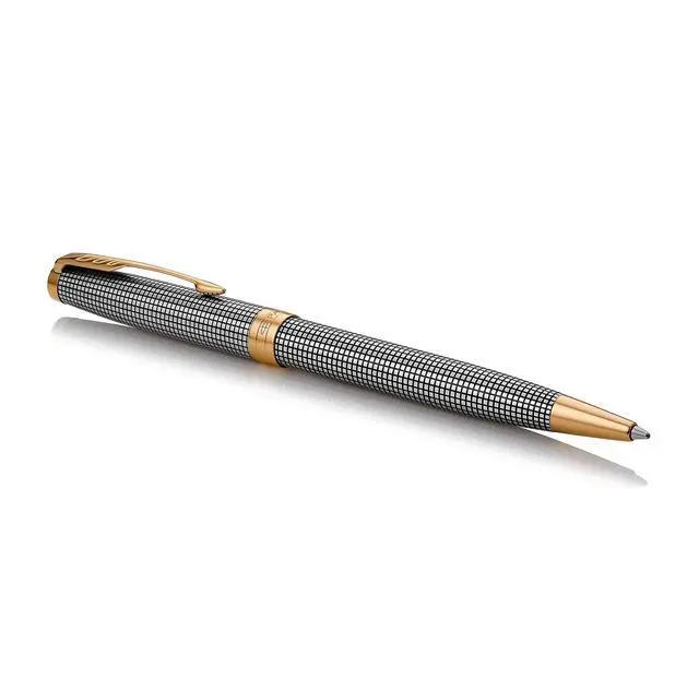 Alt view image 4 of 7 - Sonnet Ballpoint Pen Chiselled Silver with Gold Trim Medium Point Black Ink (1931492)