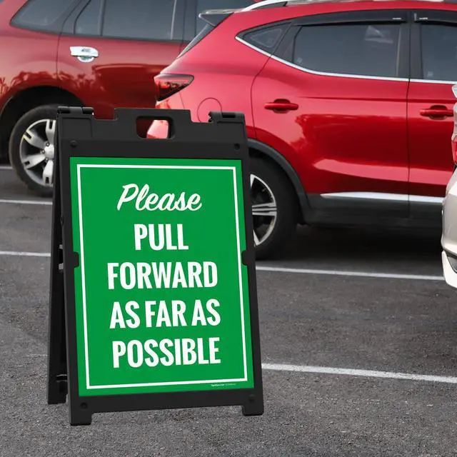 Alt view image 2 of 7 - Please Pull Forward As Far As Possible Sidewalk Sign Kit, | 18x24 Inches, With A Frame Stand, Made in USA by