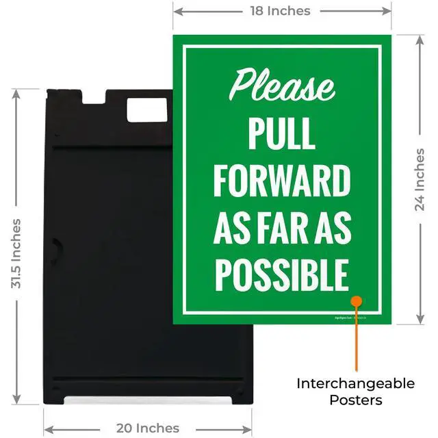 Alt view image 3 of 7 - Please Pull Forward As Far As Possible Sidewalk Sign Kit, | 18x24 Inches, With A Frame Stand, Made in USA by