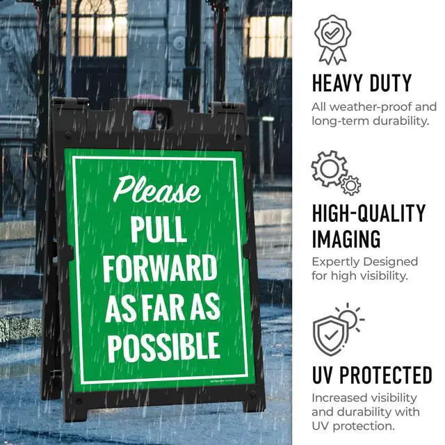Alt view image 6 of 7 - Please Pull Forward As Far As Possible Sidewalk Sign Kit, | 18x24 Inches, With A Frame Stand, Made in USA by