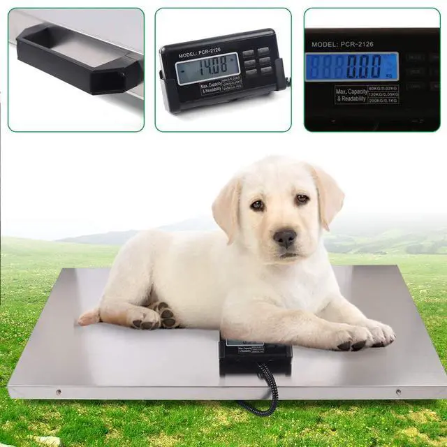 Alt view image 4 of 7 - 440lb Digital Livestock Vet Scale, Digital Pet Scale for Dog Sheep Pig Goat, Heavy-Duty Platform Scale, Animal Scale Platform for Large Pets Postal Shipping Warehouse, KG/OZ/LB Units Switch