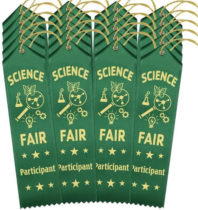 Main image of Science Fair Participant Ribbons - 500 Green Ribbons with Card & String