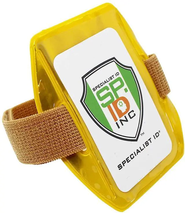 Main image of Bulk 25 Pack - Heavy Duty Reflective Yellow Armband ID Badge Holder with Elastic Hook & Loop Closure Arm Band by (Yellow)