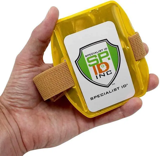 Alt view image 2 of 7 - Bulk 25 Pack - Heavy Duty Reflective Yellow Armband ID Badge Holder with Elastic Hook & Loop Closure Arm Band by (Yellow)