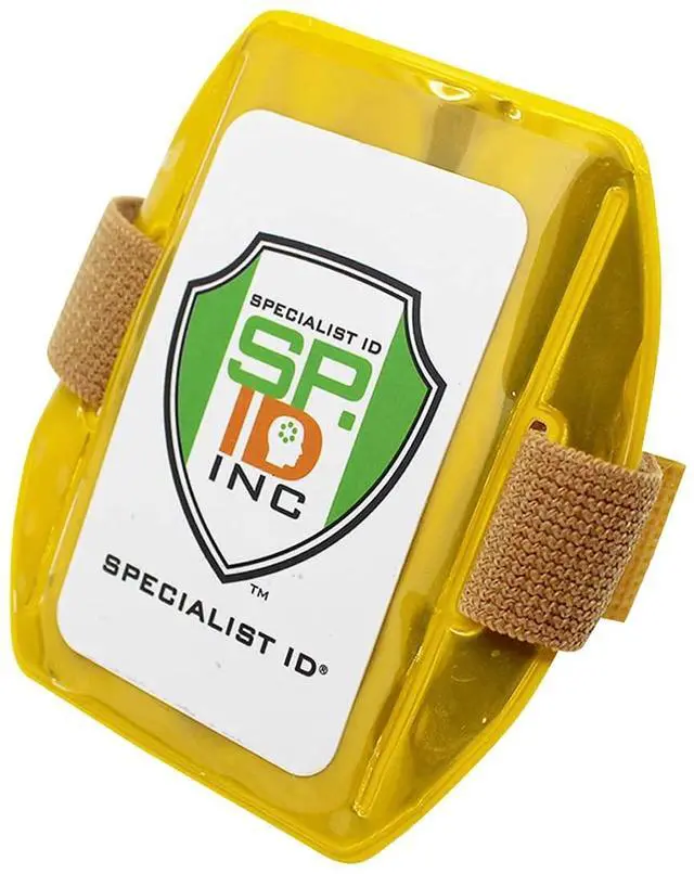 Alt view image 3 of 7 - Bulk 25 Pack - Heavy Duty Reflective Yellow Armband ID Badge Holder with Elastic Hook & Loop Closure Arm Band by (Yellow)