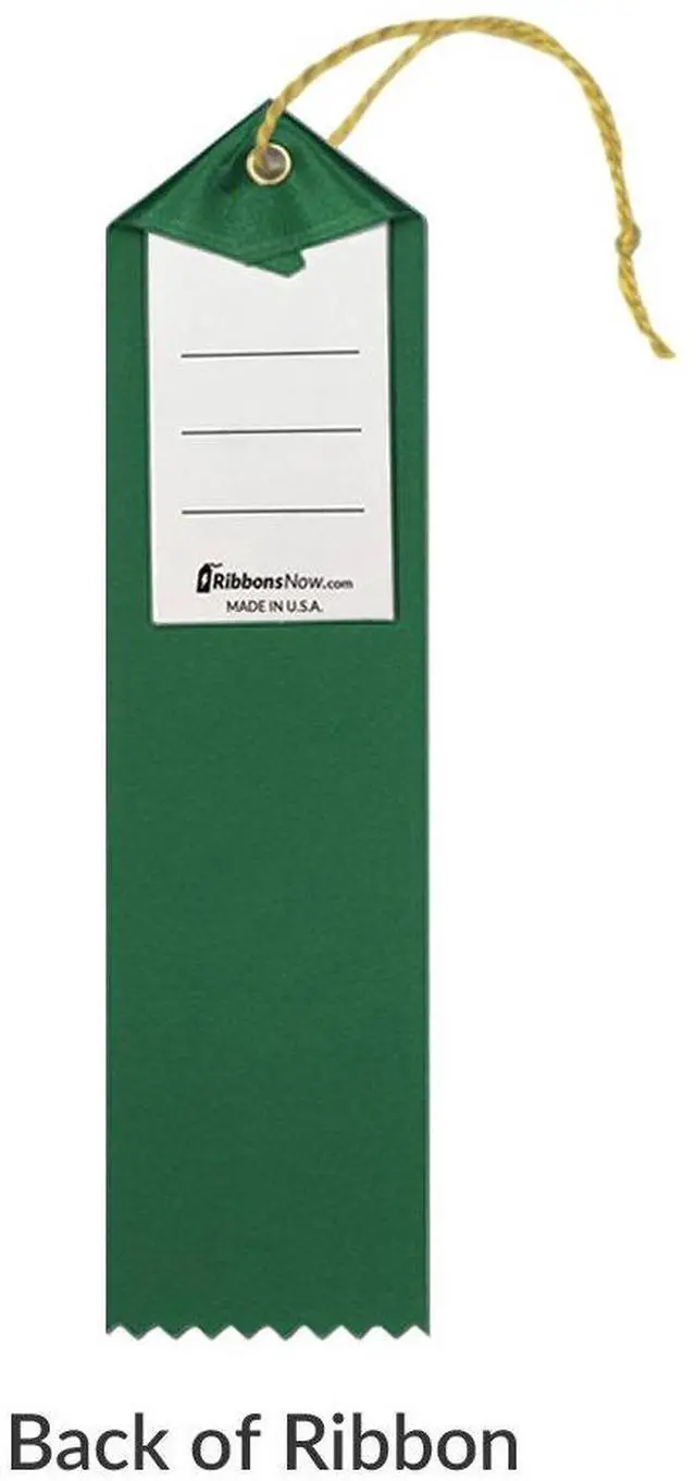 Alt view image 2 of 2 - Science Fair Participant Ribbons - 500 Green Ribbons with Card & String
