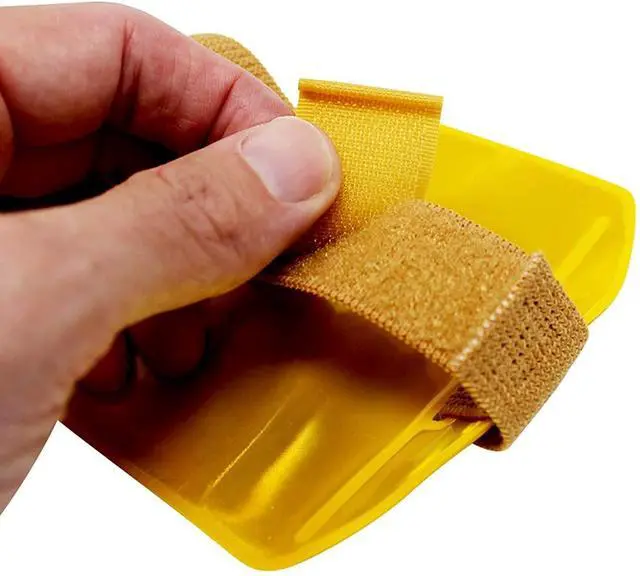 Alt view image 6 of 7 - Bulk 25 Pack - Heavy Duty Reflective Yellow Armband ID Badge Holder with Elastic Hook & Loop Closure Arm Band by (Yellow)