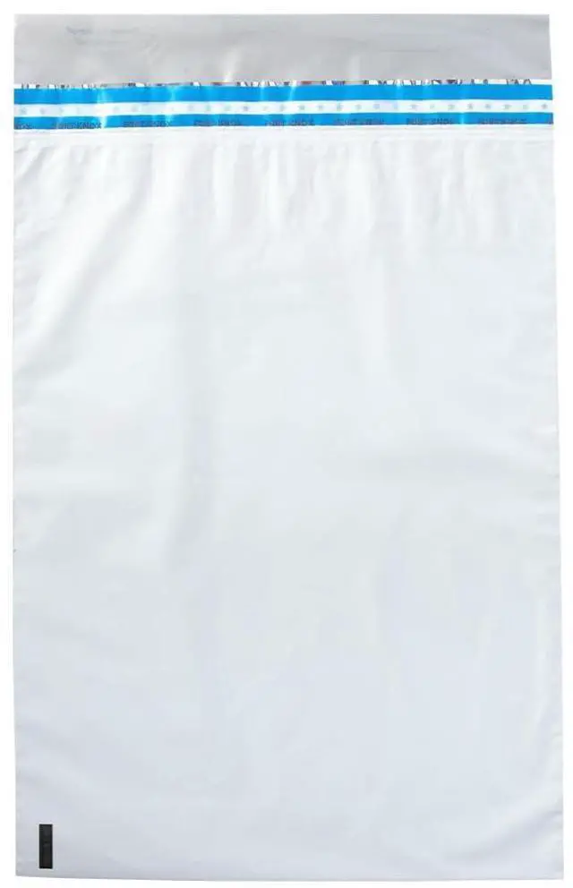 Alt view image 2 of 3 - Ultima Blue White Deposit Bags 9W x 12H Opaque Tamper Evident Security Bags with Void Tape Captive Flap Closure Pack of 500