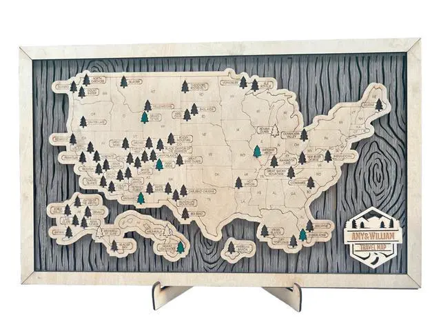 Main image of National Parks Travel Map, USA Travel Tracker with Checklist, Pins & Stickers,Adventure Gift for Park Lovers,Outdoor Lovers,Couples & Families,Bucket List Wall Art Decor (XL - 34×21 inch)