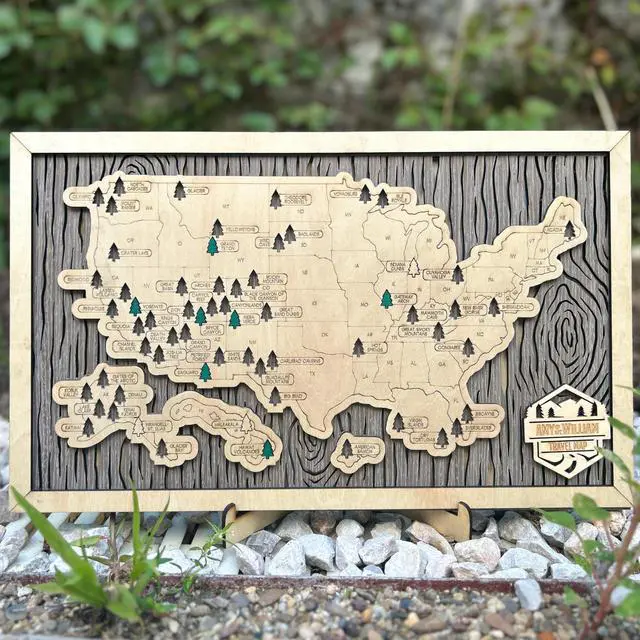 Alt view image 7 of 7 - National Parks Travel Map, USA Travel Tracker with Checklist, Pins & Stickers,Adventure Gift for Park Lovers,Outdoor Lovers,Couples & Families,Bucket List Wall Art Decor (XL - 34×21 inch)