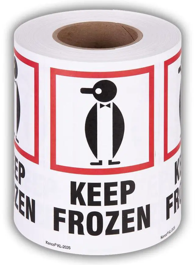 Main image of 3" X 5" Keep Frozen Safe Handling Warning Stickers for Shipping and Packing - 500 Adhesive Labels Per Roll (10 Pack)