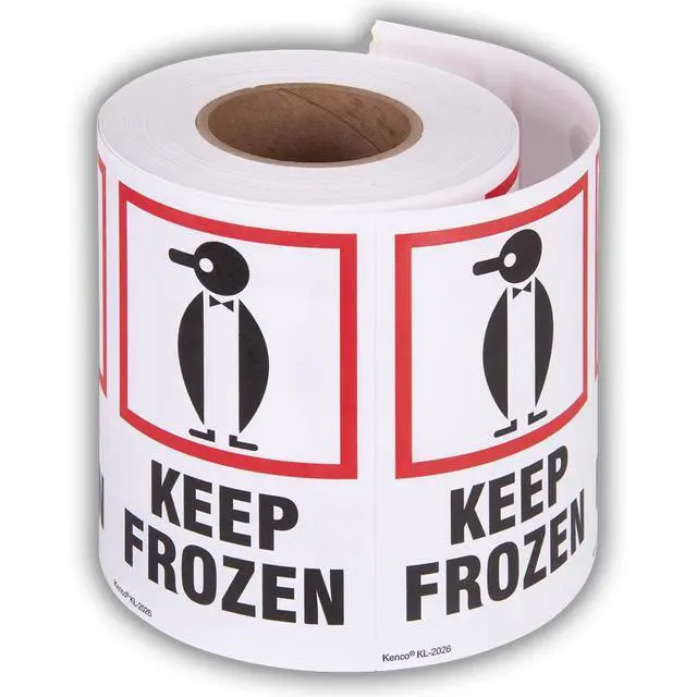 Alt view image 2 of 5 - 3" X 5" Keep Frozen Safe Handling Warning Stickers for Shipping and Packing - 500 Adhesive Labels Per Roll (10 Pack)